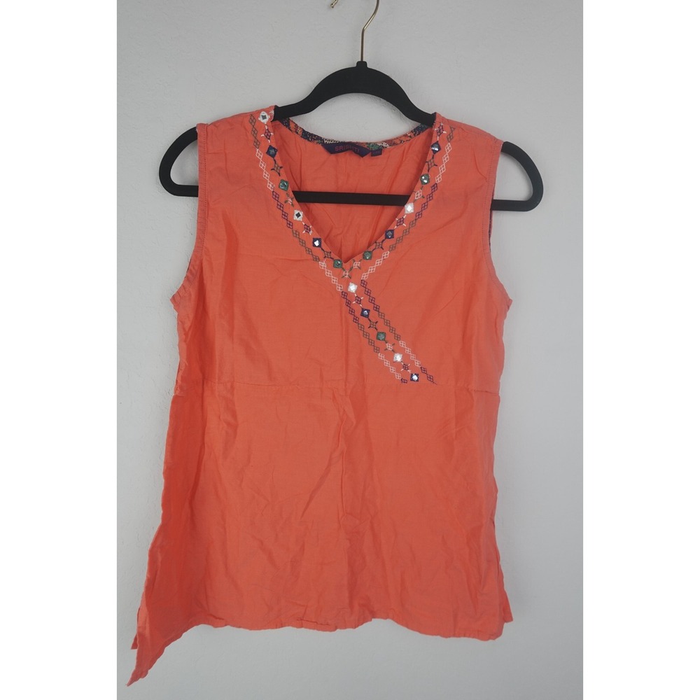 SRISHTI Womens XXL Pink Embroidered Boho India Sleeveless Festival‎ Top